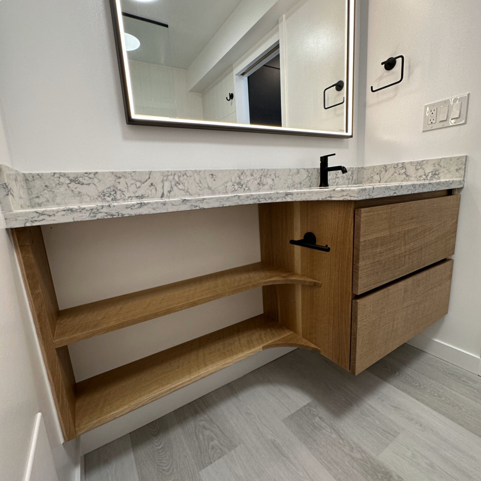 Custom floating oak vanity