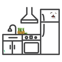 Cartoon icon of a kitchen