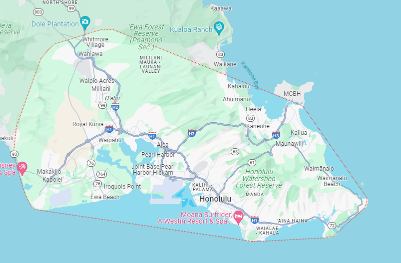 Picture of Oahu and Service Areas 