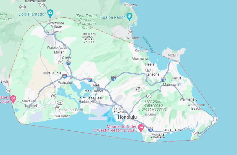 Picture of Oahu and Service Areas