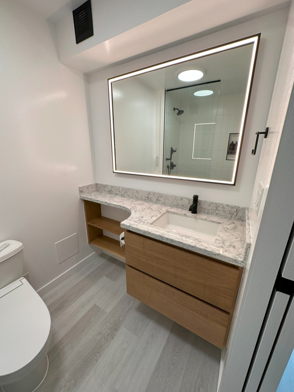 Luxury Bathroom Remodel with Custom Oak Vanity